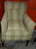 Cute Antique Upholstered Chair with Carved Mahogany Legs
