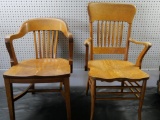 Plank seat Oak courthouse Chairs