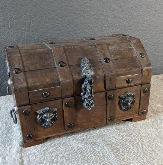 Vintage Wood Chest Style Jewelry Box