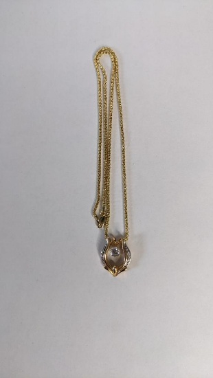 14K Yellow Gold and 1/2 Carat Diamond Necklace