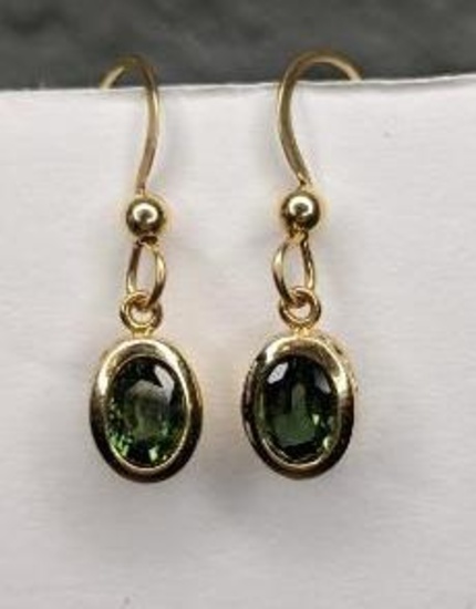 14K Yellow Gold Green Sapphire Earrings