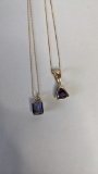 14K Yellow Gold and Purple Stone Necklaces