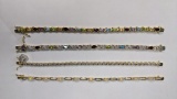 Gold Tone Sterling and Stone Bracelet Assortment