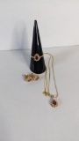 14K Yellow Gold and Pear Cut Ruby Matched Set