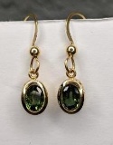 14K Yellow Gold Green Sapphire Earrings
