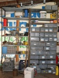 Harware bins, wire contents of shelving unit