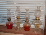 Four Antique Oil Lamps