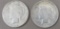 Two Silver US Peace Dollar Coins