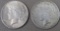 Two Silver US Peace Dollar Coins