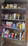 Metal Rack With Oils, Paints and Chemicals