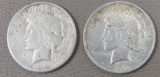 Two Silver US Peace Dollar Coins