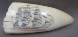 Contemporary Scrimshaw Sperm Whale Tooth