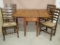 Carved Leg Antique Drop Leaf Table with 4 Chairs