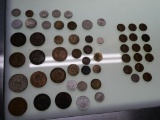 Silver Dime, Pennies & Foreign Coins