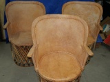 Three Hand Crafted Twig & Leather Chairs