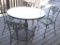 Black Metal Patio Table with Glass Top & 4 Chairs