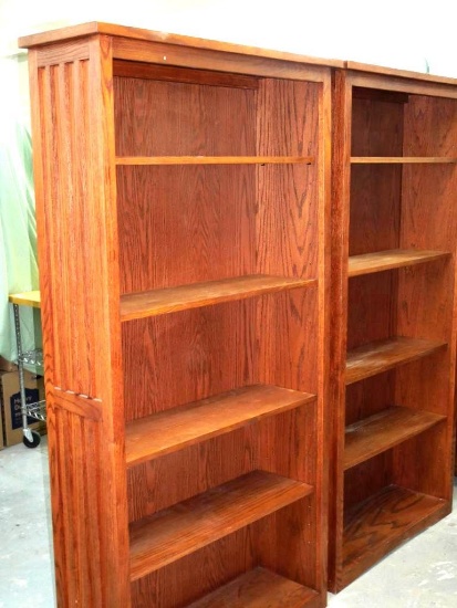 Two 36x11x72" Mission Style Book Shelves