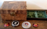 Leather Box with Four Badges