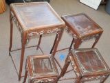 Ornate Carved Four Piece Nesting Side Table Set