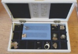 Estate Jewelry Box with Silver & Gold Earrings