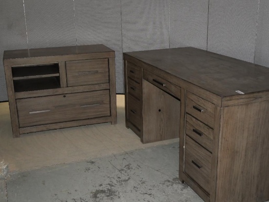 Modern Gray Loft Desk & File