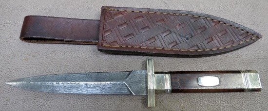 Custom Coffin Handled Damascus Dagger
