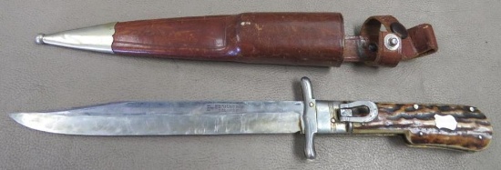 Early Ed Wusthof Solingen Stag Handled Hunting Knife