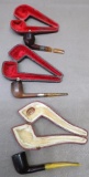 Three Vintage Smoking Pipes with Cases