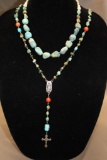 Natural Turquoise Stone Necklace and Rosary