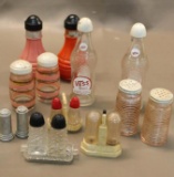 Assortment of Antique Glass and Metal Salt N' Pepper Shakers