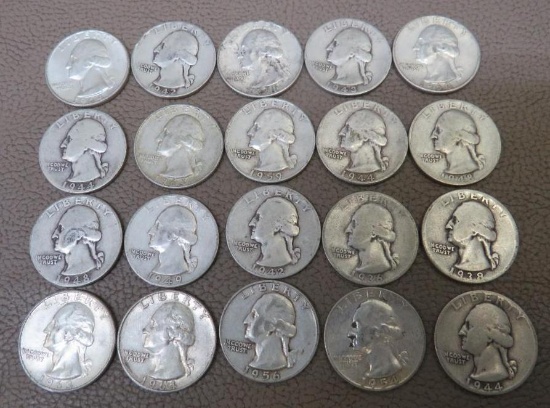 Pre 1965 Washington US Silver Quarter Coins