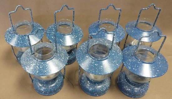 Blue Graniteware Votive Candle Holders