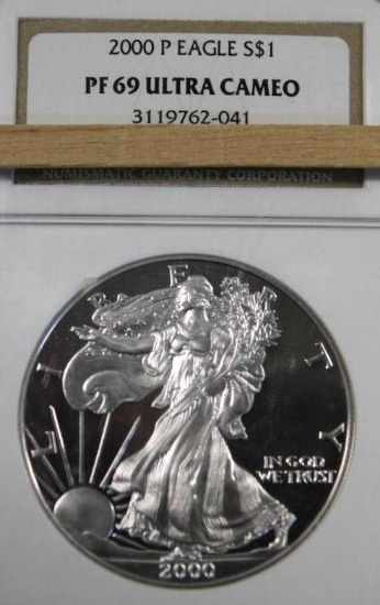 2000 P Slabbed Walking Liberty Silver Dollar
