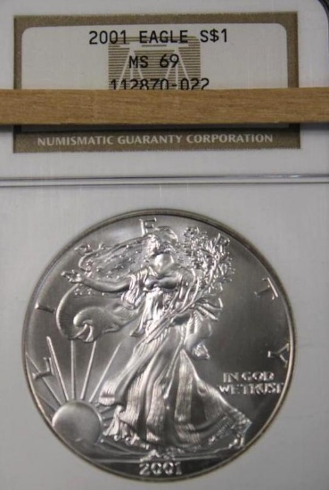 2001 Slabbed Walking Liberty Silver Dollar