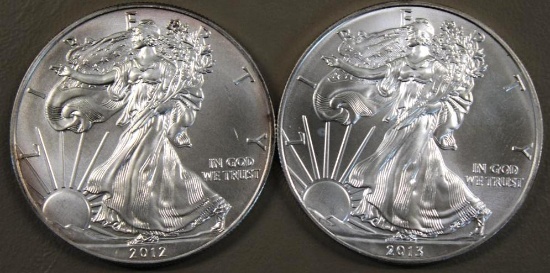 2 Walking Liberty Silver Dollars