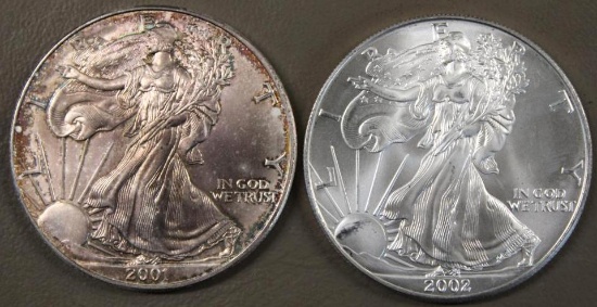 2 Walking Liberty Silver Dollars