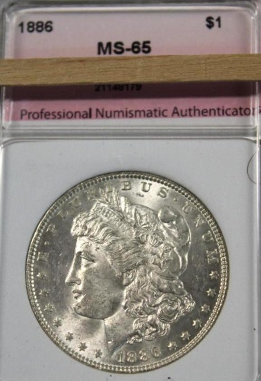 1886 Slabbed Morgan Silver Dollar