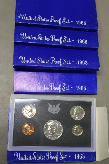 Five Sets of US 1968 Coin Currency