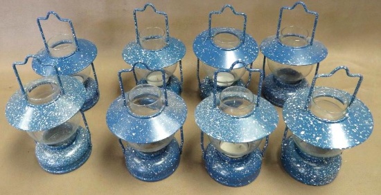 Blue Graniteware Votive Candle Holders