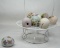 Eight Oto Russel Hand Painted Eggs with Display