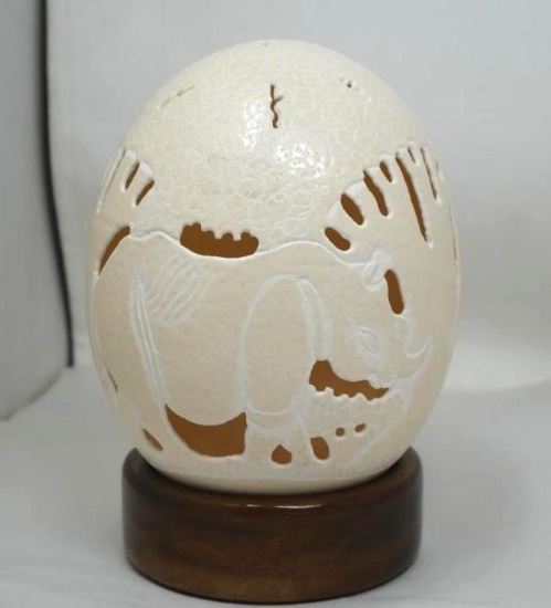 Hand Carved Ostrich Egg
