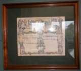 Antique Framed Certificate