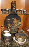 32 Piece Black & Gold Japan China Set