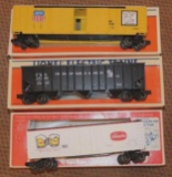 Three Lionel O-Gauge Railcars