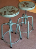 Two Retro Metal Stools