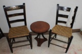 Two Wood Chairs and Table