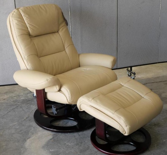 New Tan Barcalounger Pedestal Recliner with Ottoman