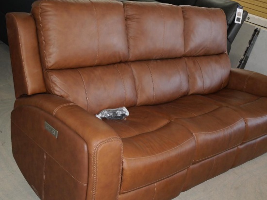 FlexSteel Dark Tan Powered Reclining Sofa