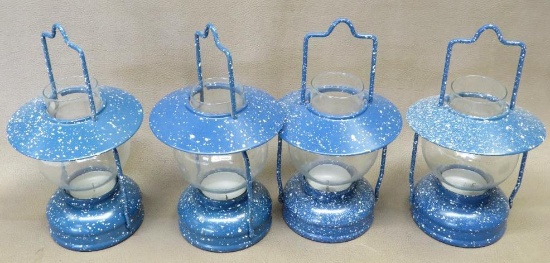 Blue Graniteware Votive Candle Holders