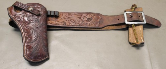 Beautiful Handcrafted Leather Ammo Belt and Holster